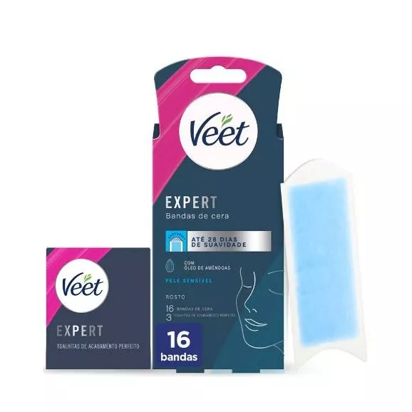 Veet Expert Bandas de Cera Fria Rosto Pele Sensível 16un.