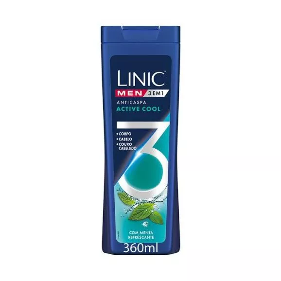 Linic Champô For Men 3Em1 Active Cool 360ml