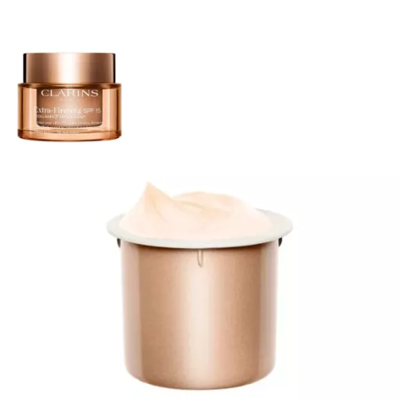 Clarins Extra-Firming Jour SPF15 Creme de Dia Firmeza com Colagénio Todos Tipos de Pele 40+ Recarga 50ml