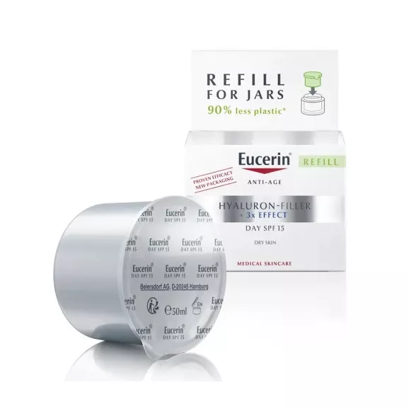 Eucerin Hyaluron-Filler x3 Effect Creme Dia Pele Seca SPF15 Recarga 50ml