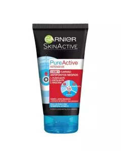 Garnier PureActive Máscara 3 em 1 Carvão Anti-Pontos Negros 150ml